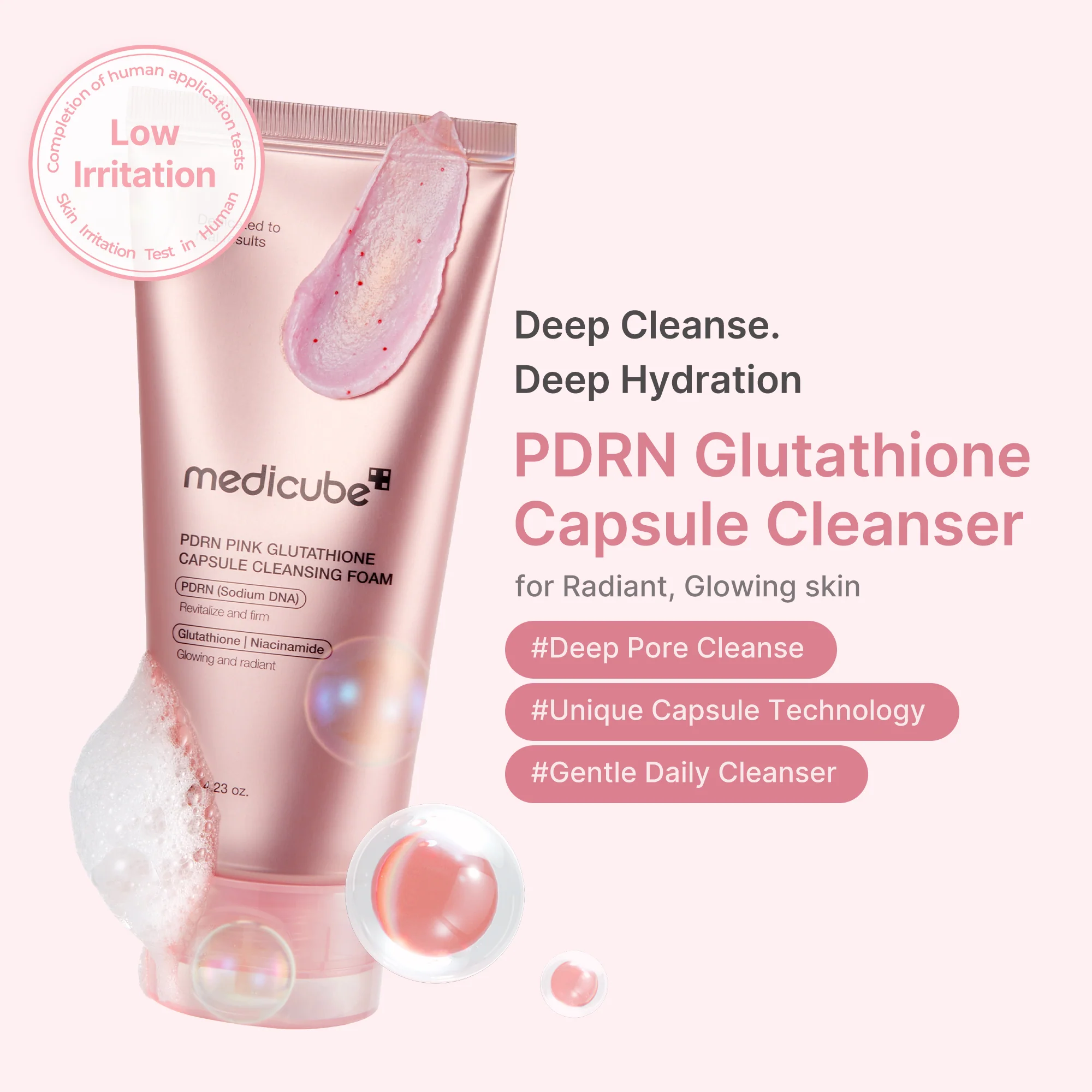 PDRN Pink Glutathione Capsule Foam Cleanser - Image 2